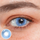 Lentes de contacto de color azul con borde dorado para cosplay